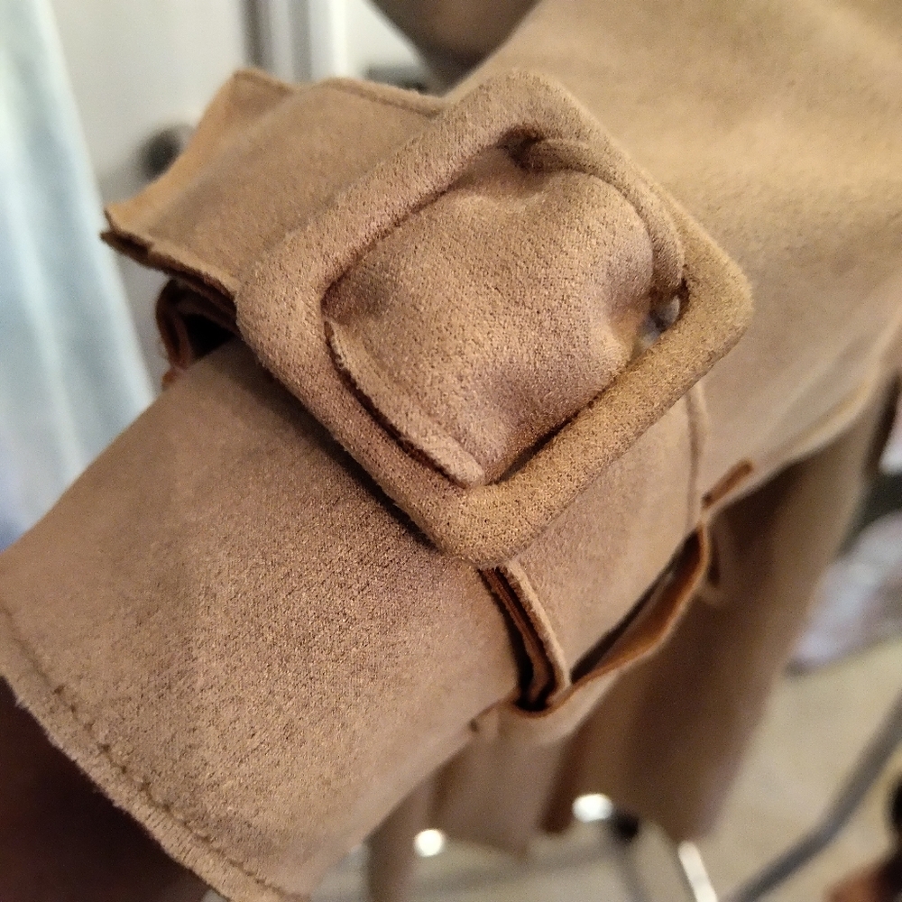 LAST ONE! Faux Suede Trench Coat- Taupe - Picture 7 of 12